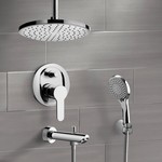 Remer TSH37 Chrome Tub and Shower Set with Rain Ceiling Shower Head and Hand Shower